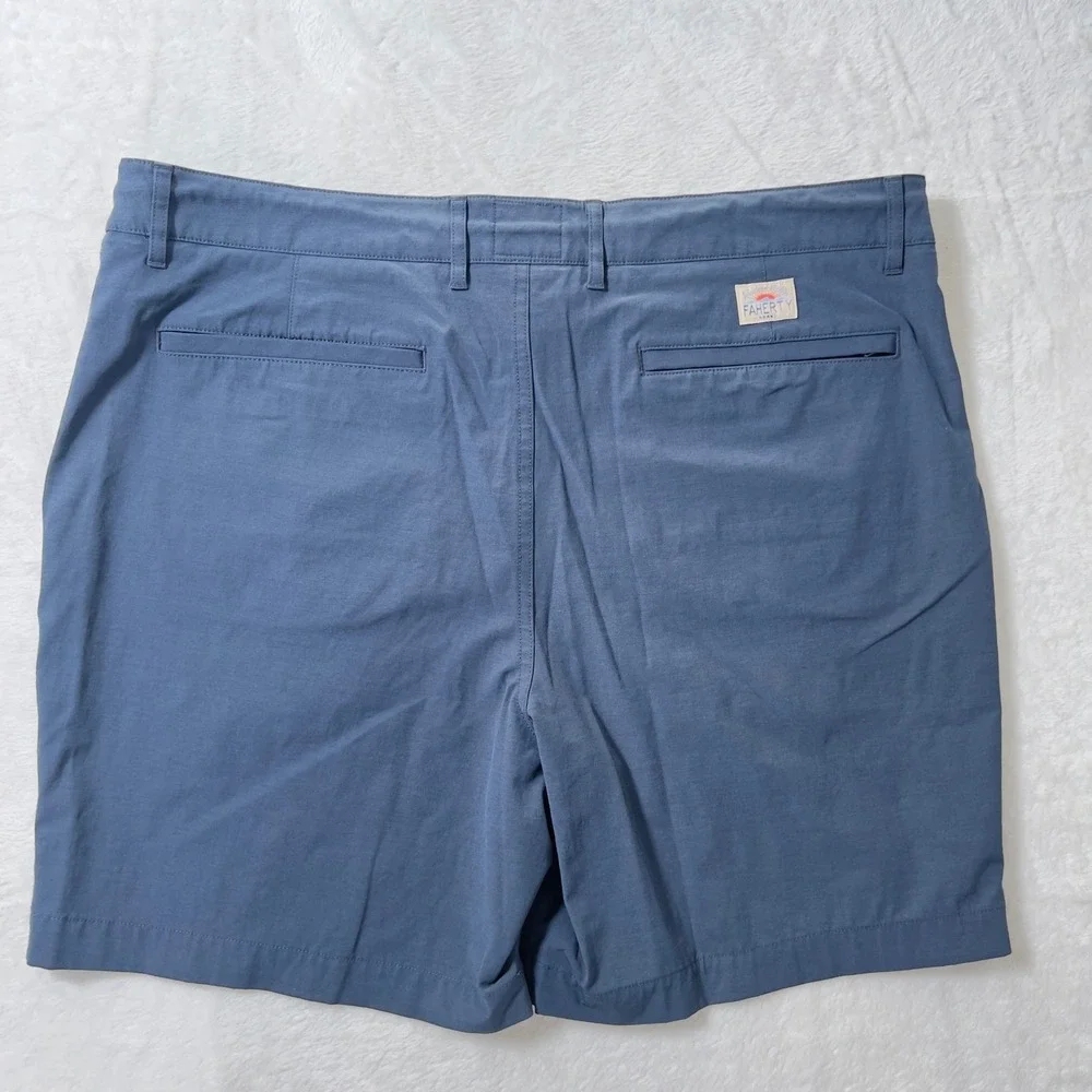 Faherty All Day Shorts Mens Sz 38 Blue Hybrid Stretch Quick Dry